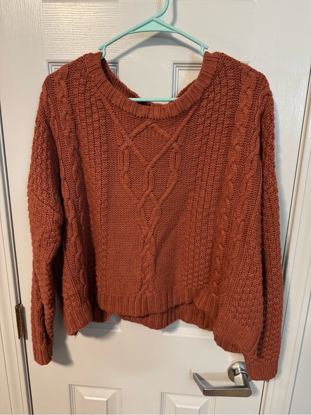 Mudd Rust Cable Knit Crewneck Sweater